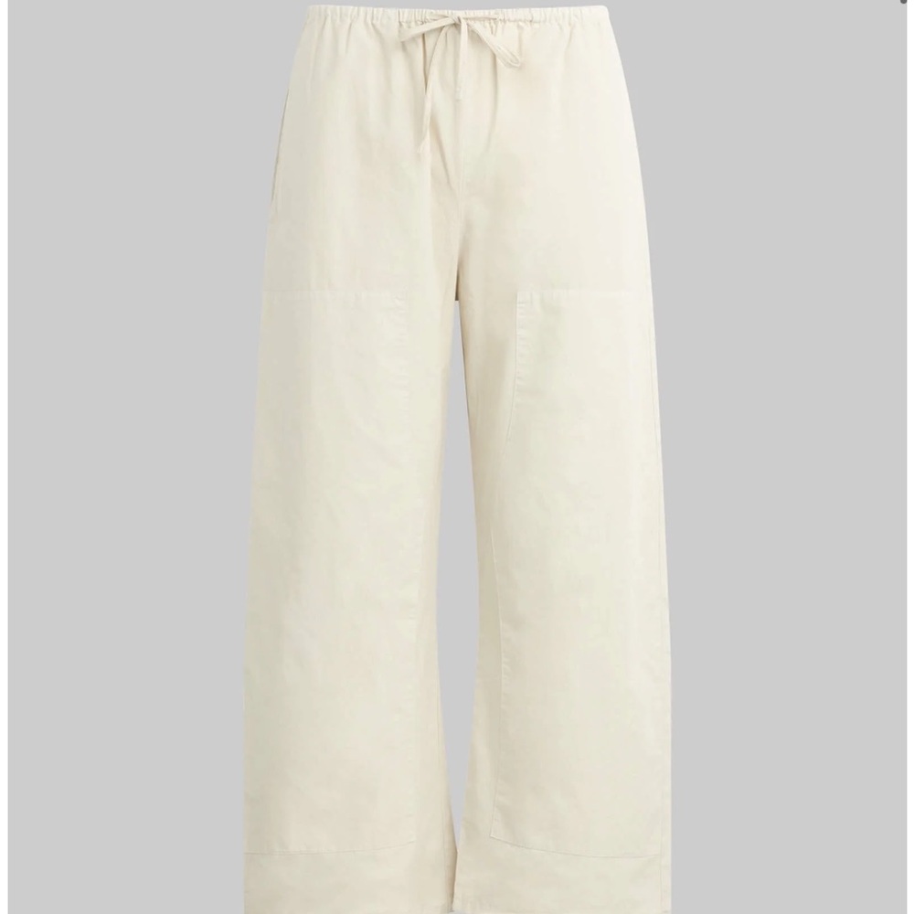 LESET Cream Wide-Leg Drawstring Pants
